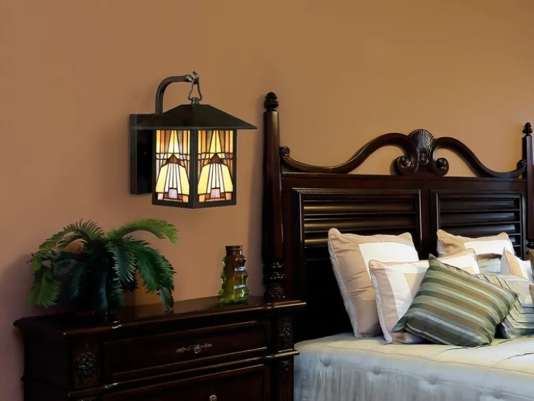 Außenwandleuchte Laterne im Tiffany Design, Höhe 31cm mit E27 LED