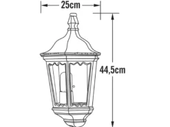 Außenwandleuchte Laternen Halbschale, E27, Aluminium Grün, Höhe 44,5cm