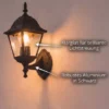 Außenwandleuchte Laterne stehend, Aluminium Schwarz mit E27 LED, Höhe 34cm