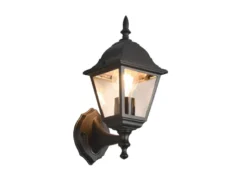 Außenwandleuchte Laterne stehend, Aluminium Schwarz mit E27 LED, Höhe 34cm