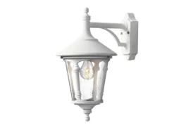 Außenwandleuchte LED Laterne hängend Aluminium Weiß, Höhe 44cm