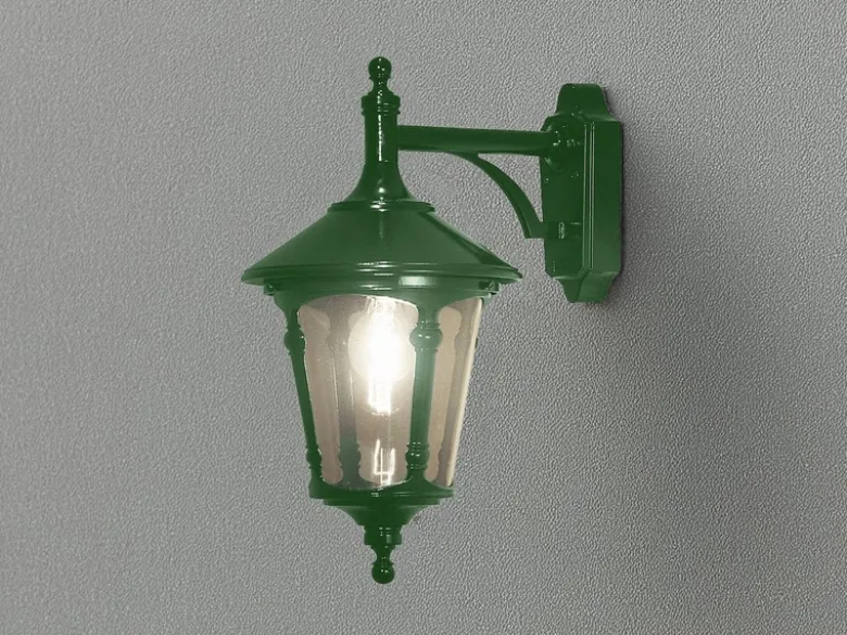 Außenwandleuchte LED Laterne hängend Aluminium Grün, Höhe 44cm