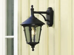 Außenwandleuchte LED Laterne hängend Aluminium Schwarz, Höhe 44cm
