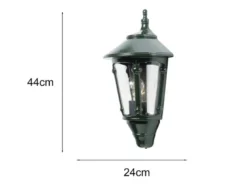 Außenwandleuchte LED Laterne Halbschale Aluminium Grün, Höhe 44cm