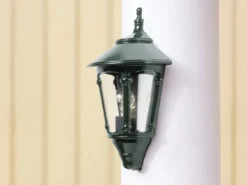 Außenwandleuchte LED Laterne Halbschale Aluminium Grün, Höhe 44cm