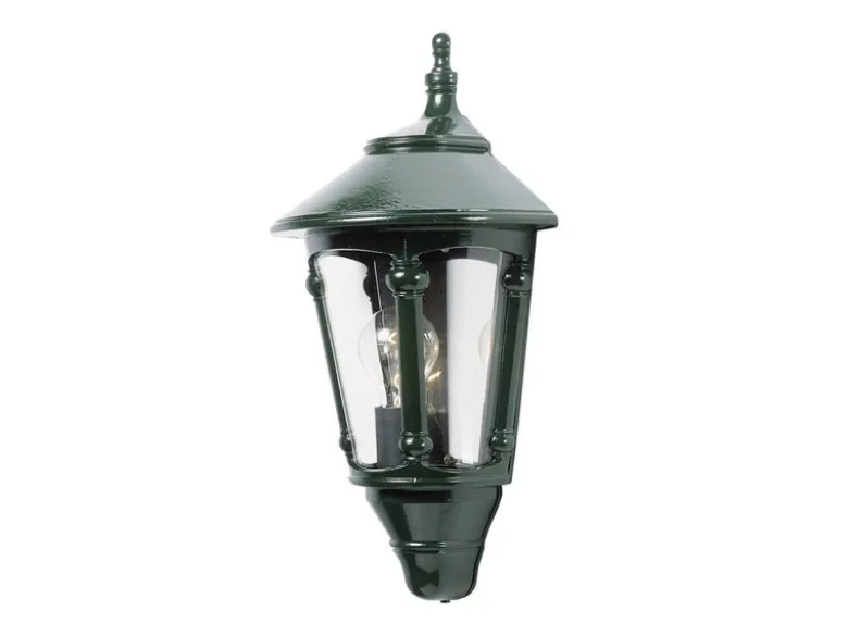 Außenwandleuchte LED Laterne Halbschale Aluminium Grün, Höhe 44cm