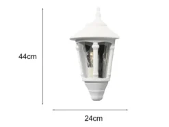Außenwandleuchte LED Laterne Halbschale Aluminium Weiß, Höhe 44cm