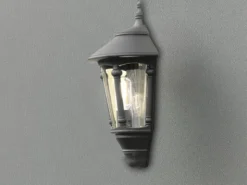 Außenwandleuchte LED Laterne Halbschale Aluminium Schwarz, Höhe 44cm