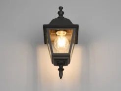 Außenwandleuchte LIVENZA Laterne hängend Aluminium Schwarz, Höhe 34cm