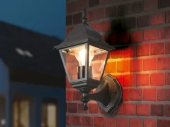 Außenwandleuchte LIVENZA Laterne stehend, Aluminium Schwarz, Höhe 34cm