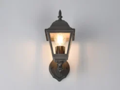 Außenwandleuchte LIVENZA Laterne stehend, Aluminium Schwarz, Höhe 34cm