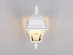 Außenwandleuchte LIVENZA Laterne stehend, Aluminium Weiß, Höhe 34cm
