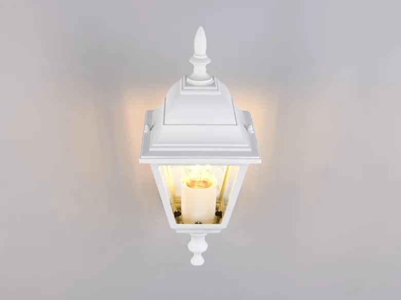 Außenwandleuchte LIVENZA Laterne stehend, Aluminium Weiß, Höhe 34cm
