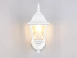 Außenwandleuchte LIVENZA Laterne stehend, Aluminium Weiß, Höhe 34cm