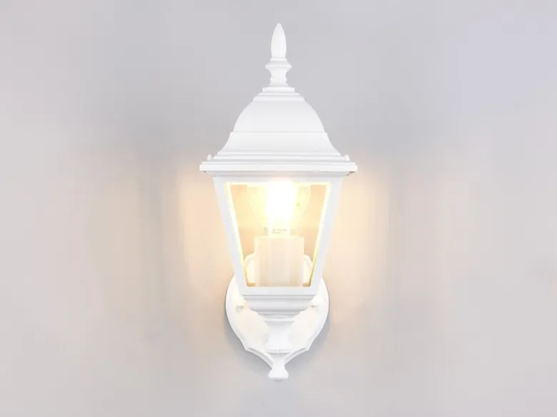 Außenwandleuchte LIVENZA Laterne stehend, Aluminium Weiß, Höhe 34cm