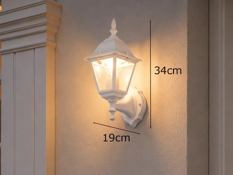 Außenwandleuchte LIVENZA Laterne stehend, Aluminium Weiß, Höhe 34cm