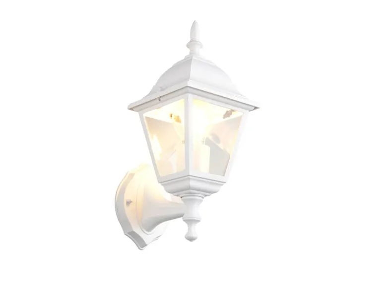 Außenwandleuchte LIVENZA Laterne stehend, Aluminium Weiß, Höhe 34cm