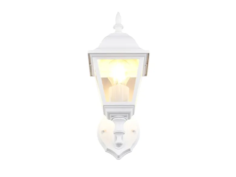 Außenwandleuchte LIVENZA Laterne stehend, Aluminium Weiß, Höhe 34cm