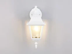 Außenwandleuchte LIVENZA Laterne hängend Aluminium Weiß, Höhe 34cm