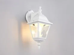 Außenwandleuchte LIVENZA Laterne hängend Aluminium Weiß, Höhe 34cm
