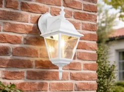 Außenwandleuchte LIVENZA Laterne hängend Aluminium Weiß, Höhe 34cm