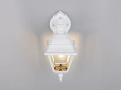 Außenwandleuchte LIVENZA Laterne hängend Aluminium Weiß, Höhe 34cm