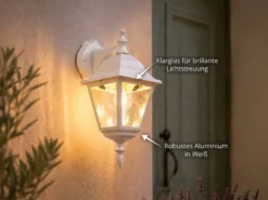 Außenwandleuchte LIVENZA Laterne hängend Aluminium Weiß, Höhe 34cm