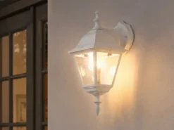 Außenwandleuchte LIVENZA Laterne hängend Aluminium Weiß, Höhe 34cm