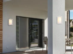 Außenwandleuchte LOGANA Laterne aus Aluminium in Weiß, Höhe 25cm