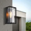 Außenwandleuchte LOGANA Laterne aus Aluminium in Schwarz, Höhe 25cm