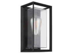 Außenwandleuchte LOGANA Laterne aus Aluminium in Schwarz, Höhe 25cm