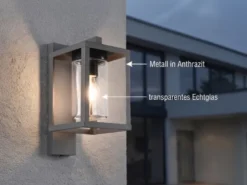 Außenwandleuchte LUNGA Anthrazit in Laternenoptik, Höhe 33cm