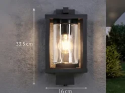 Außenwandleuchte LUNGA Anthrazit in Laternenoptik, Höhe 33cm