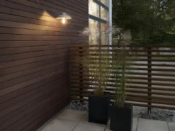 Außenwandleuchte MANI aus Aluminium Silbergrau & Klarglas, Höhe 21cm