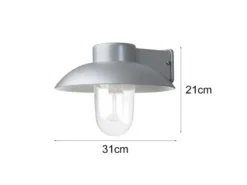Außenwandleuchte MANI aus Aluminium Silbergrau & Klarglas, Höhe 21cm