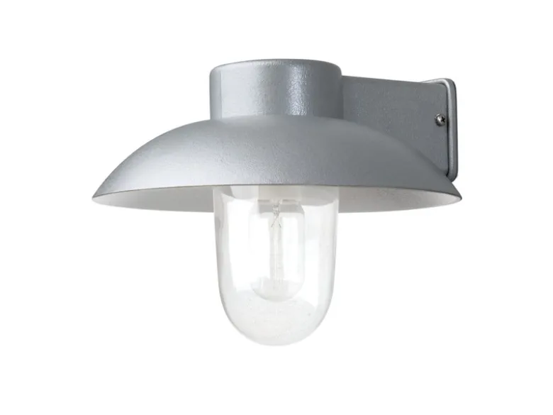 Außenwandleuchte MANI aus Aluminium Silbergrau & Klarglas, Höhe 21cm