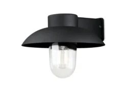 Außenwandleuchte MANI aus Aluminium Schwarz & Klarglas, Höhe 21cm