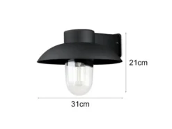 Außenwandleuchte MANI aus Aluminium Schwarz & Klarglas, Höhe 21cm
