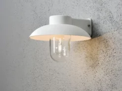 Außenwandleuchte MANI aus Aluminium Weiß & Klarglas, Höhe 21cm