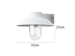Außenwandleuchte MANI aus Aluminium Weiß & Klarglas, Höhe 21cm