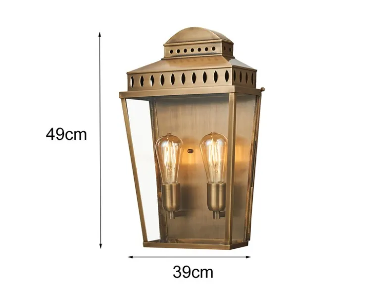 Außenwandleuchte MANSION HOUSE im Landhausstil, Altmessing Höhe 49cm