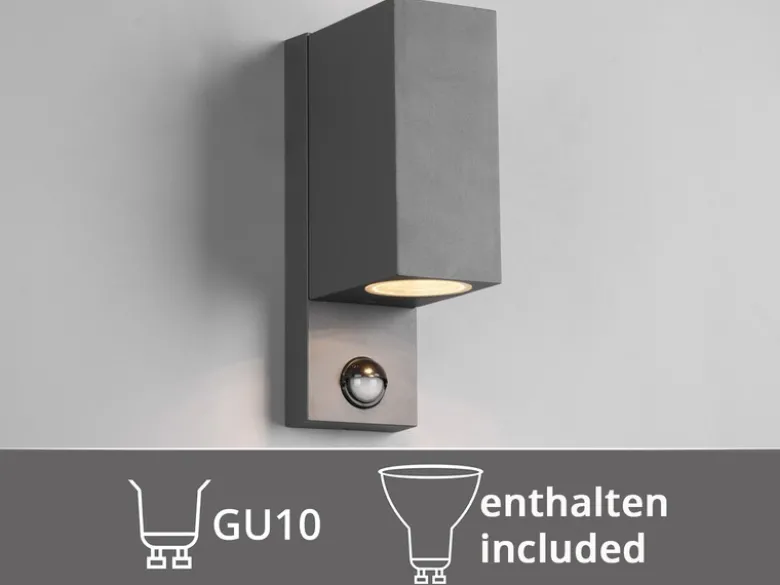 Außenwandleuchte mit Bewegungsmelder, Up and Down Anthrazit eckig mit GU10 LED