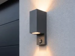 Außenwandleuchte mit Bewegungsmelder, Up and Down Anthrazit eckig mit GU10 LED