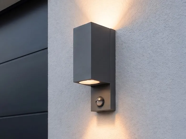 Außenwandleuchte mit Bewegungsmelder, Up and Down Anthrazit eckig mit GU10 LED