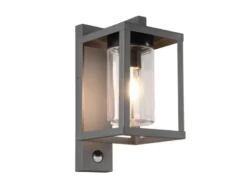 Außenwandleuchte mit Bewegungsmelder & E27 LED Laterne Anthrazit, Höhe 33cm