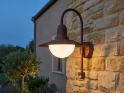 Außenwandleuchte mit Bewegungsmelder & E27 LED Landhausstil Rostoptik, Höhe 45cm