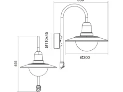 Außenwandleuchte mit Bewegungsmelder & E27 LED Landhausstil Rostoptik, Höhe 45cm