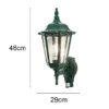 Außenwandleuchte mit Bewegungsmelder, antike E27 LED Wandlaterne, Grün Höhe 48cm