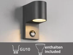 Außenwandleuchte mit Bewegungsmelder, Downlight Anthrazit rund mit GU10 LED