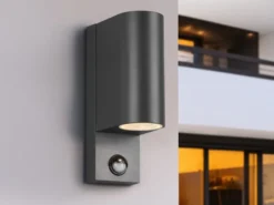 Außenwandleuchte mit Bewegungsmelder, Up and Down Anthrazit rund mit GU10 LED